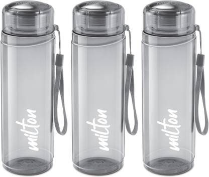 MILTON Hector 1000 Pet Water Bottle, Set of 3, 1 Litre Each, Grey 1000 ml Bottle