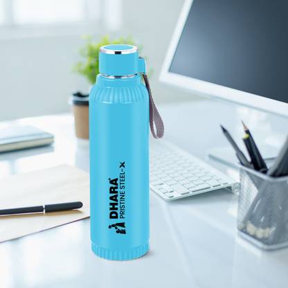 Dhara Stainless Steel Quench Inner Steel Insulated Hot And Cold Water Bottle Aqua Blue 700 ml Bottle