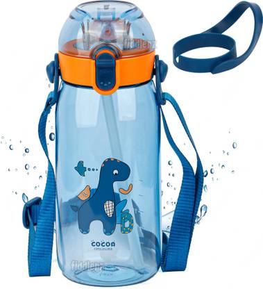 FIDDLERZ Cute Water Bottle Cute Leak Proof Push Button - Blue 550 ml Bottle