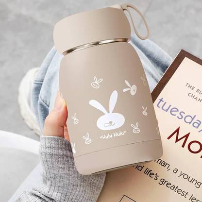 Adhunyk New Pack Of 1 Glass Water Bottle with Rabbit Design Print 330 ml Bottle