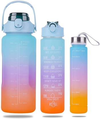 Smitex Motivational Water Bottle 3 pcs set with Time Marker for Fitness Gym Bottle 300 ml Bottle