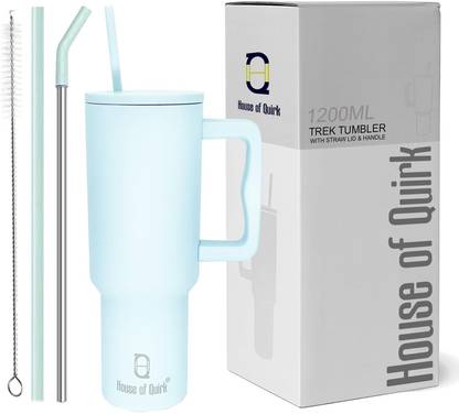 HOUSE OF QUIRK Stainless Steel Vacuum Double Insulated Tumbler with Handle and Straw 1200ML 1200 ml Bottle