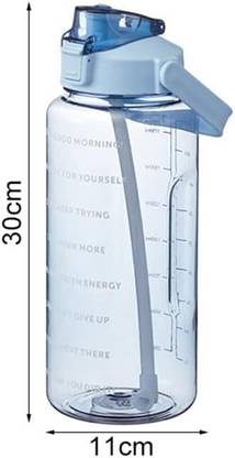 Bellveen 2L Sports with Time Marking/Straw/Handle, BPA-Free Water Bottle, Leak-Proof 2000 ml Sipper