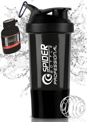 ZYRO Protein Funnel & Spider Gym Shaker Bottle with Stainless Steel Spring Ball 500 ml Shaker