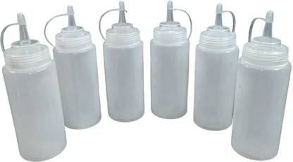 HOMLASA Leak Proof 500 ml Round Plastic Sauce Squeeze Ketchup Bottle (Pack Of 6) 500 ml Bottle