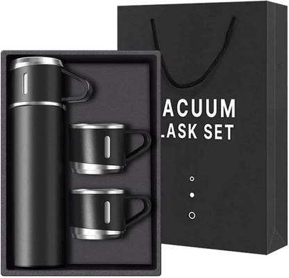 Rapid Vacuum Insulated Flask Set 3-Cups set for Hot & Cold Drink Set [Upto 12-Hours] 500 ml Flask