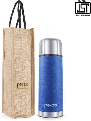 pexpo 24 Hrs Hot & Cold ISI Certified with Jute-bag Flamingo Vacuum insulated Bottle 500 ml Flask