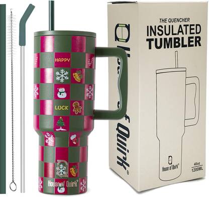 HOUSE OF QUIRK Stainless Steel Vacuum Double Insulated Tumbler with Handle and Straw 1200ML 1200 ml Bottle