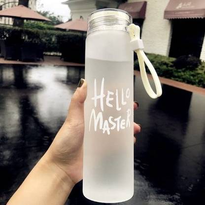 Flipkart SmartBuy Hello-Master Borosilicate Leak-Proof Reusable Glass Water Bottle for Office,Gym 400 ml Bottle