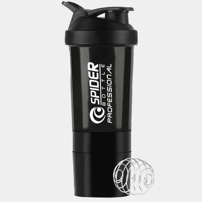 ZYRO Spider Gym bottle with Stainless Steel Mixer Ball & 2 Containers for Protein 500 ml Shaker