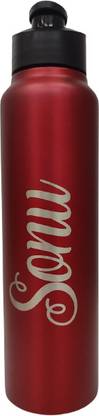 Incrizma Engraved [Name of SONU] Stainless Steel, Single Walled 1000 ml Bottle