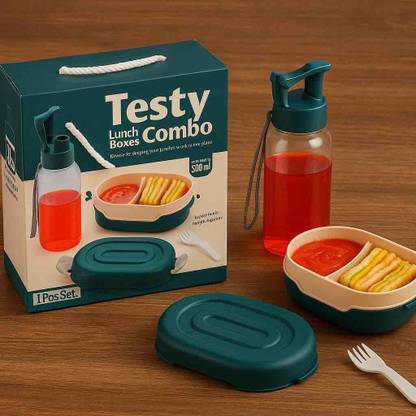 Art Bundle Home Essentials A5 Size Memo Notebook Style Flat Bottle-Pink & Blue (Set of 2) 380 ml Plastic Bottle