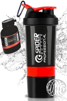 ZYRO Protein Funnel & Spider Gym Shaker Bottle with Stainless Steel Spring Ball 500 ml Shaker