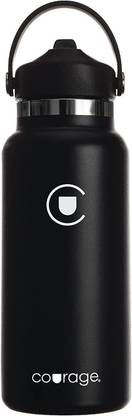courage 12hr Hot & 24hr Cold Stainless Steel Vacuum Insulated Water Bottle|Double Walled 950 ml Steel Bottle
