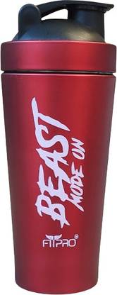 FitPro PREMIUM STAINLESS STEEL RED SHAKER WITH MIXING BALL 100% leakproof 750 ml Steel Shaker