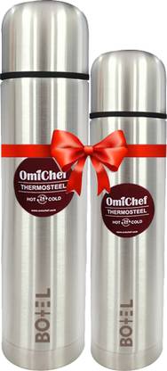 Omichef Thermo Tough Thermos Water Bottle | Double wall | 24 Hours Hot or Cold, 750 ml, 1000 ml Flask