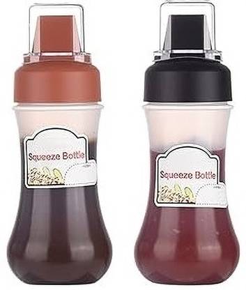 Mahek 5 Hole Squeeze Condiment Bottles for Ketchup Mustard Hot Sauces Olive 350 ml Bottle