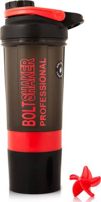 ZYRO Bolt Professional Gym Sipper Bottle with Blending Mixer Ball & 2 Containers 600 ml Shaker
