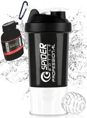ZYRO Protein Funnel & Spider Gym Shaker Bottle with Stainless Steel Spring Ball 500 ml Shaker