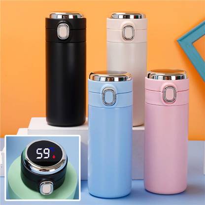 omkarzone Stainless Steel Smart Water Bottle with Cup with LED Temperature Display Flask 420 ml Bottle With Drinking Glass