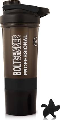 ZYRO Bolt Professional Gym Sipper Bottle with Blending Mixer Ball & 2 Containers 600 ml Shaker