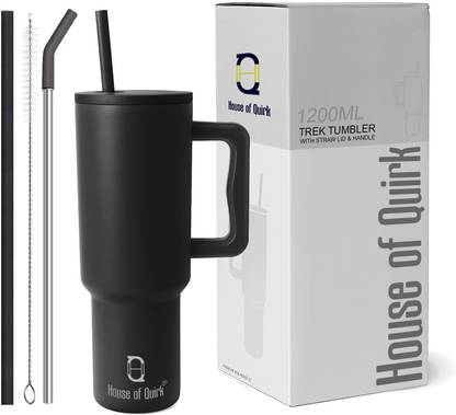 HOUSE OF QUIRK 1200ML Tumbler with Handle and Straw Lid Double Insulated Cup Reusable 1200 ml Bottle