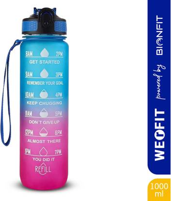 WErFIT 1000ml Motivational Water Bottle-BPA-Free, Leak-Proof, with Time Marker & Straw 1000 ml Plastic Shaker