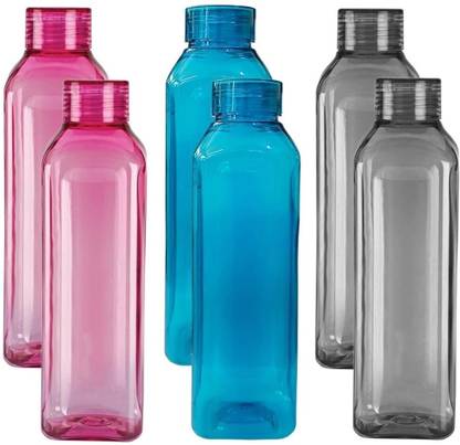 DEEJET Fridge water Bottles Plastic Food Grade Square Shape bottle set Home Office 1000 ml Plastic Bottle