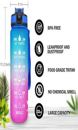 PROTON STORE Motivational Timer Bottle 1000 ml Bottle