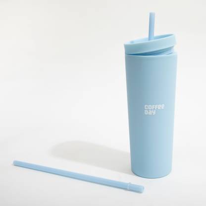 Café Coffee Day Rubber Sipper with Lid and Straw 530 ml Shaker