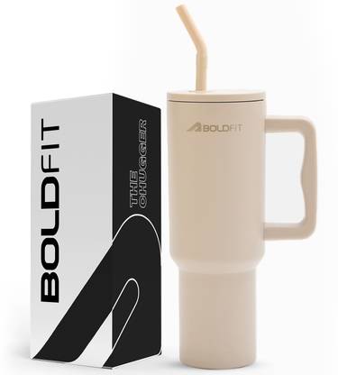 BOLDFIT Tumbler with Straw Insulated Tumbler with Lid Hot & Cold with Handle Cup Steel 1200 ml Bottle