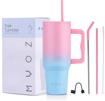 MYOZ Stainless Steel Vacuum Double Insulated Tumbler with Lid, Cap, Handle & Straw 1200 ml Bottle