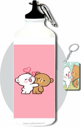 craft maniacs MILK AND MOCHA HUGS ADVENTURES 600 ML SIPPER & MDF KEYCHAIN 600 ml Sipper