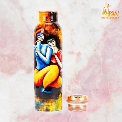 bottlewala राधा कृष्ण डिज़ाइन कॉपर बॉटल रस्ट फ्री, लीक प्रूफ और जॉइंट लेस 1000 ml बॉटल