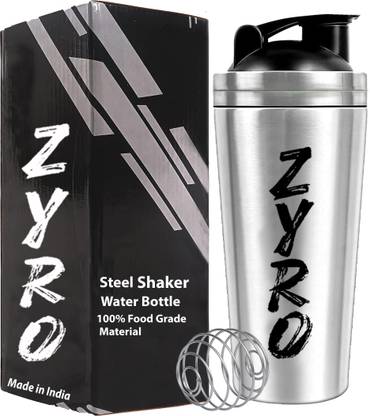 ZYRO Stainless Steel Gym Shaker Bottle for Protein Shake, BCAA, with Mixing ball 750 ml Shaker