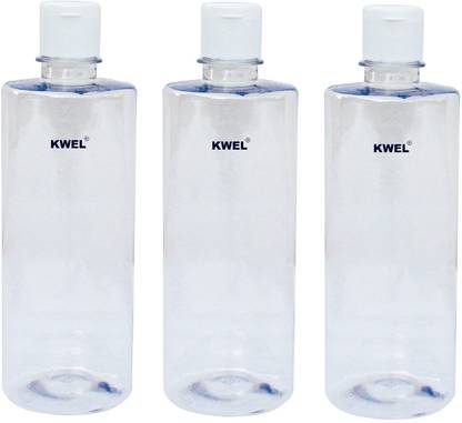 KWEL 500ml Refillable Empty Clear Plastic Mini Bottle With Flip Caps (Pack of 3) 500 ml Bottle