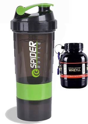 COOL INDIANS Protein Shaker Bottle With Wheyloader/Funnel|for Gym and Workout (green) 500 ml Shaker