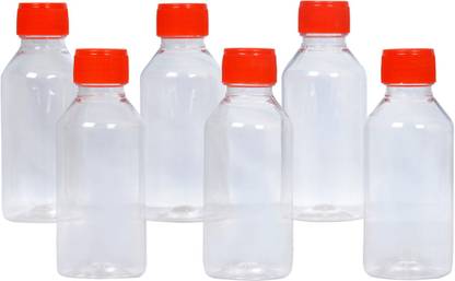 Water Care Empty Red Cap PET Bottles| With Inner Seal And Cap | Multipurpose / Pack of 6 100 ml Bottle