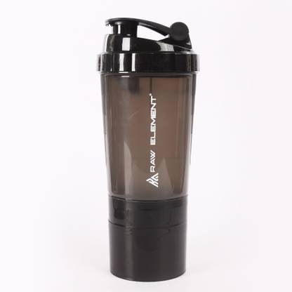 Raw Element Gym Shaker Bottle | Shaker with 2 Storage Compartments, Leak-Proof, BPA-Free 500 ml Sipper