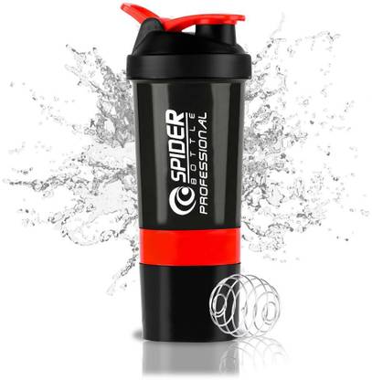 Mr hydde Spider Red Gym Shaker. 500 ml with protein compartment with mixer ball. 500 ml Shaker