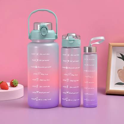 Willtune Water Bottle with Motivational Time Marker, Leakproof Durable BPA Free Non-Toxic 2000 ml Bottle