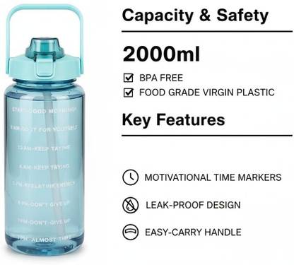 flerific 2000 ml Plastic Bottle With Drinking Glass