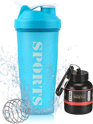 ZYRO Protein Funnel & Sports Gym Shaker Bottle with Stainless Steel Spring Ball 650 ml Shaker
