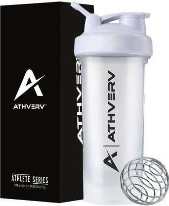 ATHVERV Protein Shaker Bottle, Gym Shaker With Blender Ball, 700ML, White - Plastic 700 ml Shaker