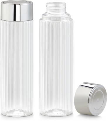 POLYSET Flute Bottle Set Of 2, 1000ml, Silver - PET 1000 ml Bottle