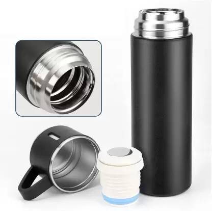 HASRU Stainless Steel Vacuum Flask with set of Steel Cup Combo - 500ml 500 ml Flask 500 ml Bottle With Drinking Glass