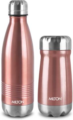 MILTON Duet Set, Thermosteel 500 Duo Dlx, 500 ml Bottle & All Rounder 400 Flask, 350 ml 350 ml Flask