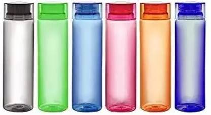 AJISHA Plastic Water Bottle, 1L, Set of 6, Multicolour 1000 ml Bottle 1000 ml Plastic Bottle