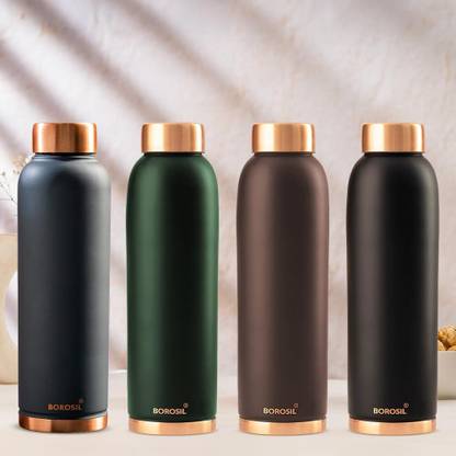 BOROSIL Colour Copper bottle 1 L, 100% Pure Copper, Multicolor (Set of 4) 1000 ml Bottle