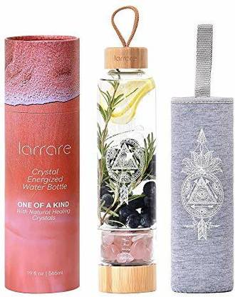 Larrare Crystal Water Bottles 19Oz Large Crystal Elixir Gem Infused Water Bottle 565 ml Bottle
